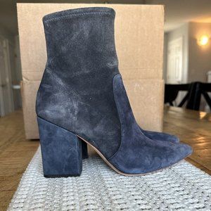 Loeffler Randall Chunky Heel Navy Suede Boot. Size 7